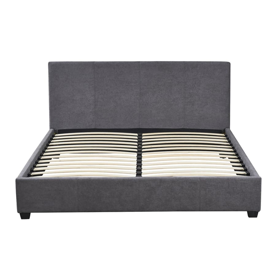 Lit double en tissu gris 140x200 cm